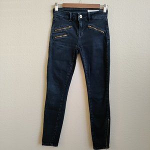 Pistola Dark Wash Ankle Zip Moto Skinny Jeans Size 25
